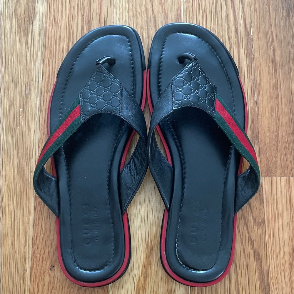 Gucci Black and Red Sandals